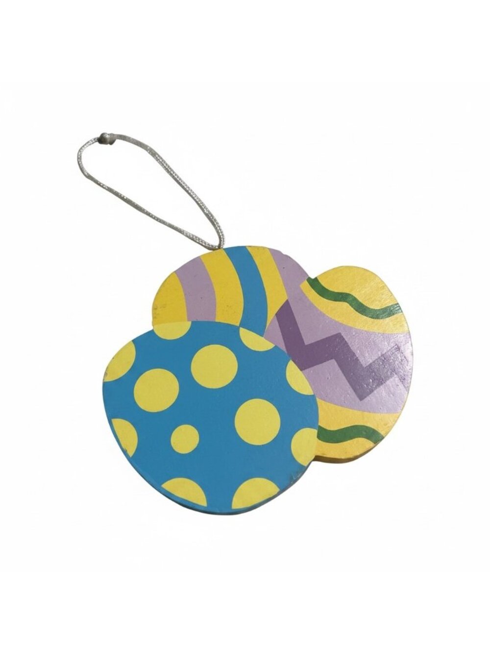 Hand Painted Wooden Easter Egg Hanging Ornament Spring Decor
